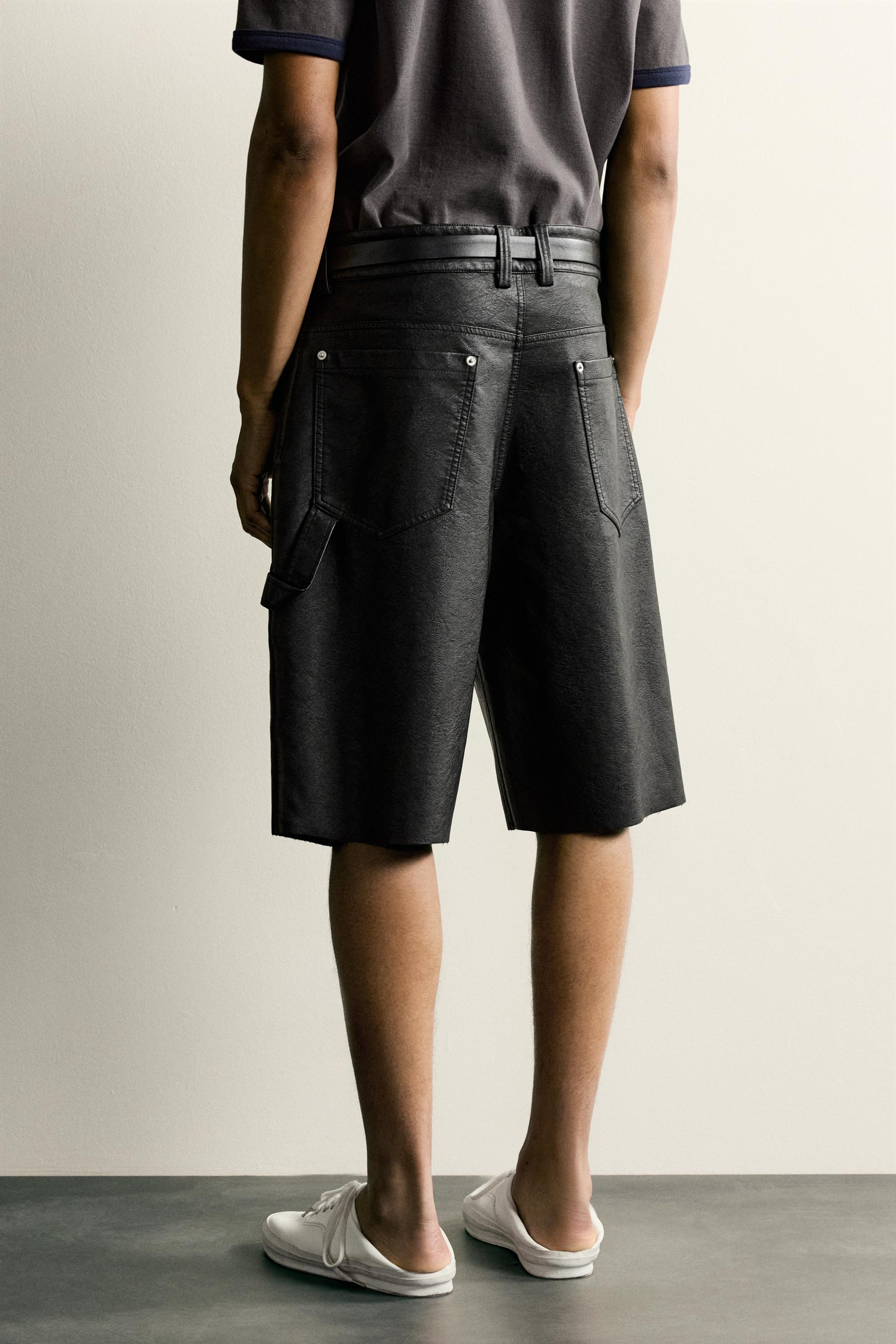 FAUX LEATHER RELAXED FIT SHORTS